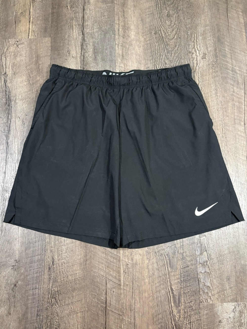 NIKE Men’s Black Athletic Shorts with White Swoosh
